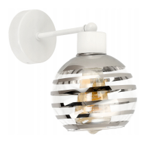 BERGE Sklenená LED nástenná lampa biela 1xE27 - gulička horizontálne pruhy