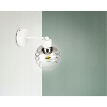 BERGE Sklenená LED nástenná lampa biela 1xE27 - gulička horizontálne pruhy