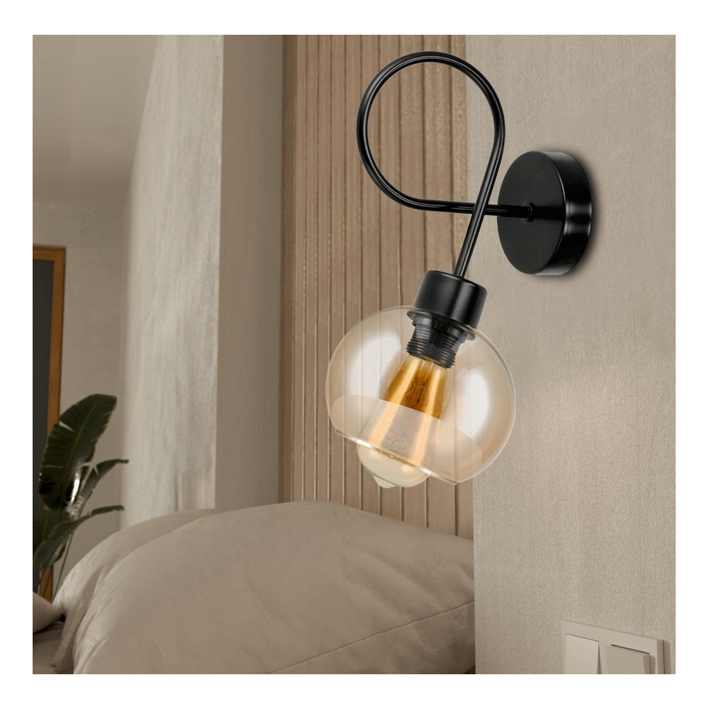 BERGE Sklenená LED nástenná lampa LOFT 1xE27 - jantárová farba