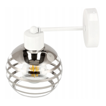 BERGE Sklenená LED nástenná lampa biela 1xE27 - gulička horizontálne pruhy