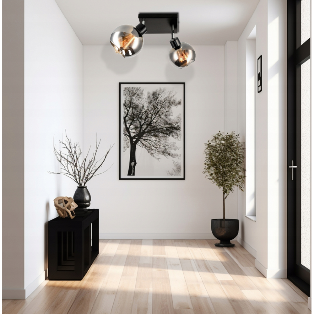 BERGE Sklenená LED stropná lampa 2xE27 - dymová guľa