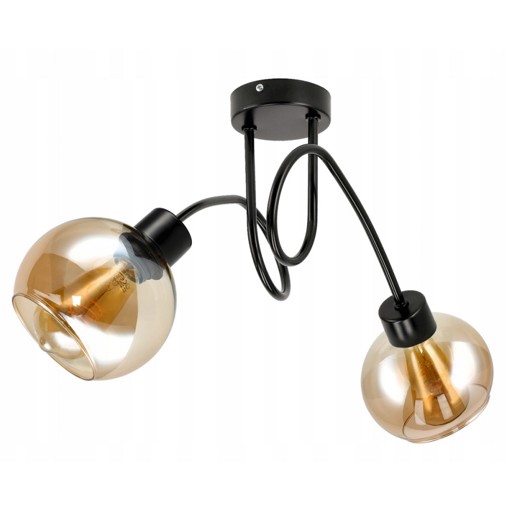 BERGE Sklenená LED stropná lampa 2xE27 - jantárová farba