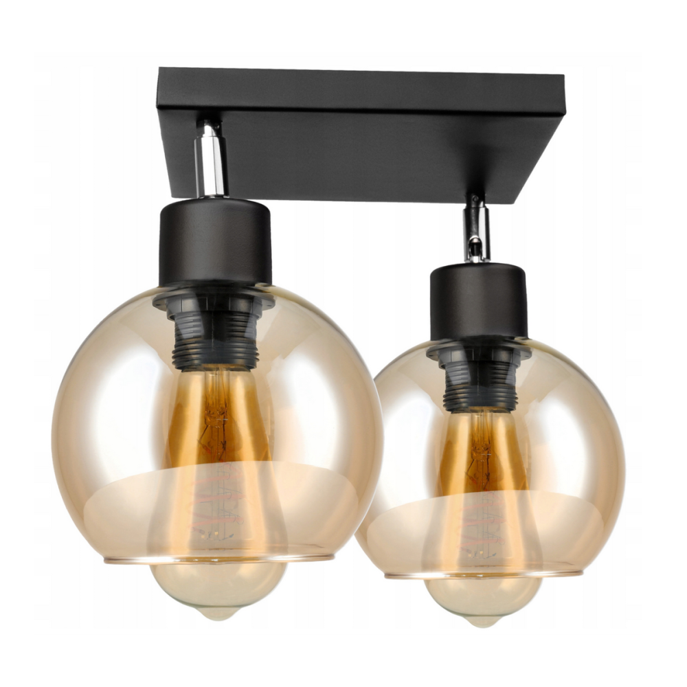BERGE Sklenená LED stropná lampa 2xE27 - jantárová farba