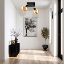 BERGE Sklenená LED stropná lampa 2xE27 - jantárová farba