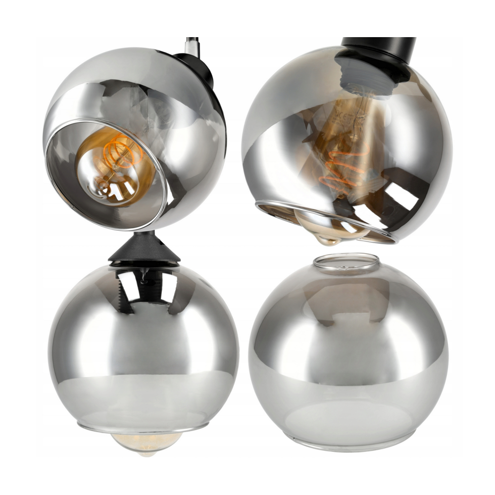 BERGE Sklenená LED stropná lampa 3xE27 - dymová guľa