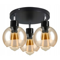 BERGE Sklenená LED stropná lampa 3xE27 - jantárová farba