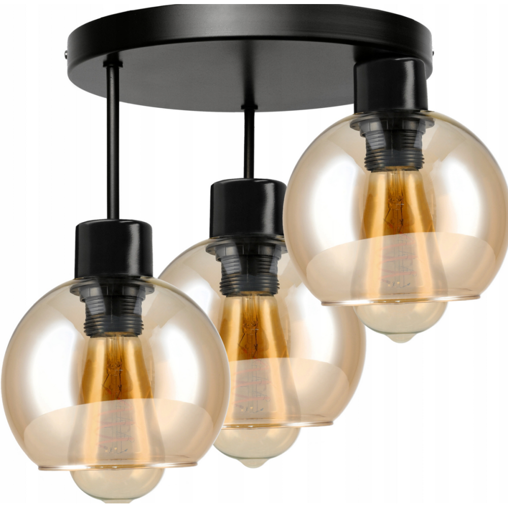 BERGE Sklenená LED stropná lampa 3xE27 - jantárová farba