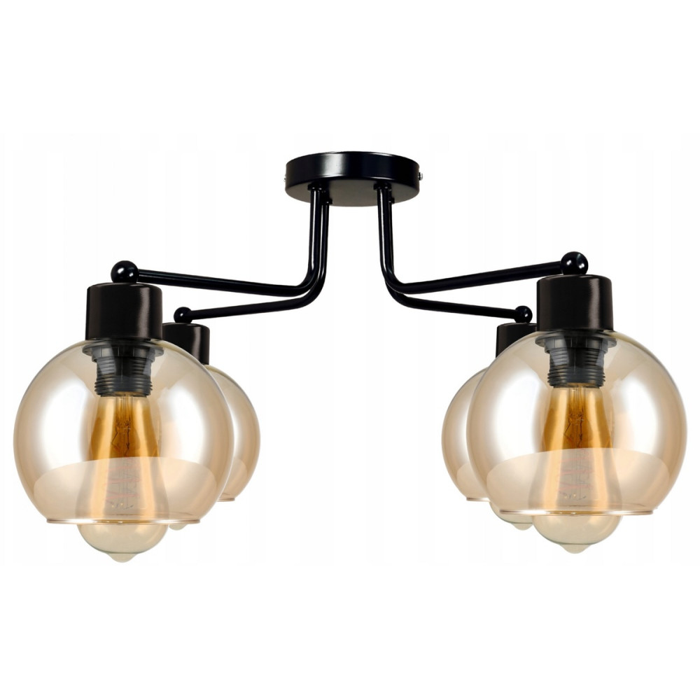 BERGE Sklenená LED stropná lampa 4xE27 - jantárová farba