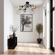 BERGE Sklenená LED stropná lampa 4xE27 - dymová guľa