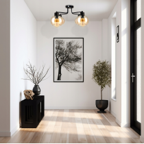 BERGE Sklenená LED stropná lampa 4xE27 - jantárová farba