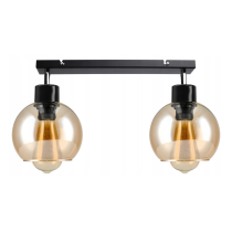 BERGE Sklenená LED stropná lampa LOFT 2xE27 - jantárová farba