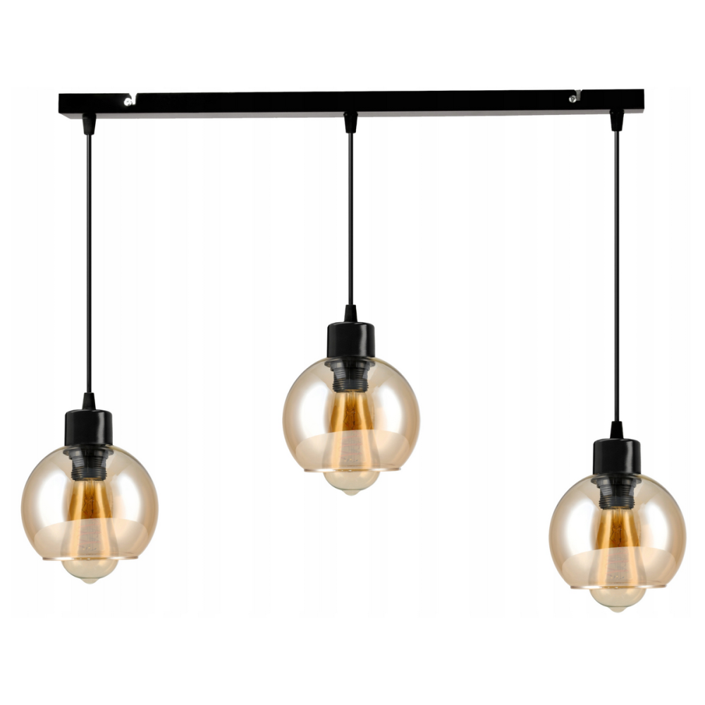 BERGE Sklenená LED stropná lampa nastaviteľná 3xE27 - jantárová farba