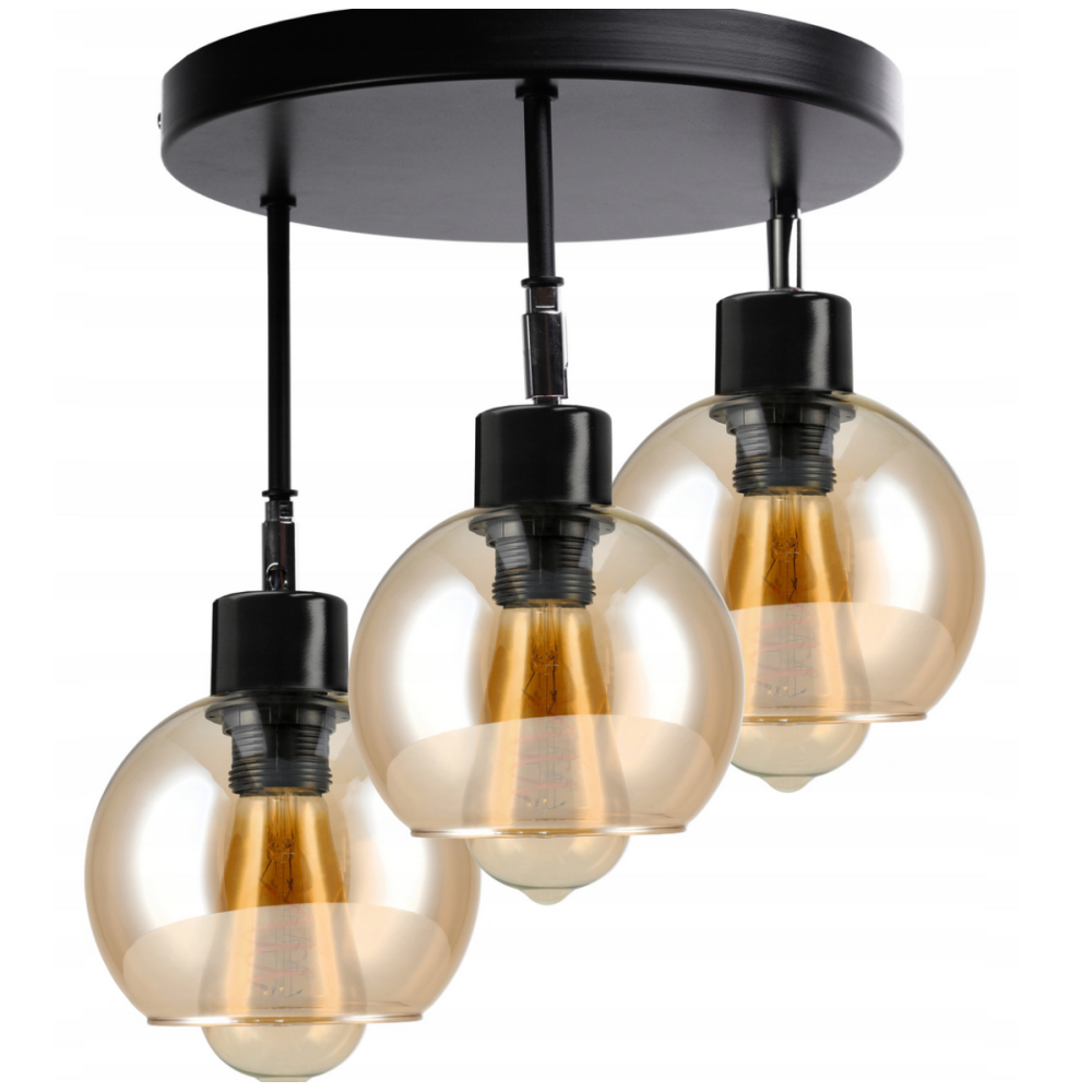 BERGE Sklenená LED stropná lampa nastaviteľná 3xE27 - jantárová farba
