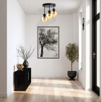 BERGE Sklenená LED stropná lampa nastaviteľná 3xE27 - jantárová farba