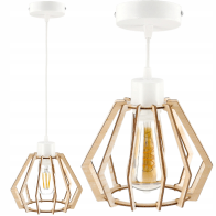 BERGE Stropná závesná lampa biela drevená diamantová