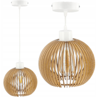 BERGE Závesná stropná lampa, biela, drevená