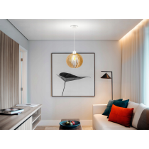 BERGE Závesná stropná lampa, biela, drevená