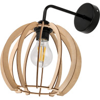 BERGE Nástenné svietidlo 1x E27 DREVENÁ GUĽA