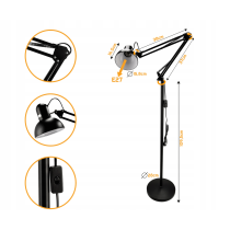 BERGE LED stojacia lampa E27 185cm - BERLIN