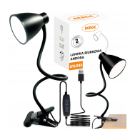 BERGE Andora LED stolná lampa s klipom 1xE27 čierna