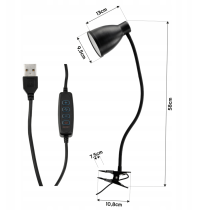 BERGE Andora LED stolná lampa s klipom 1xE27 čierna