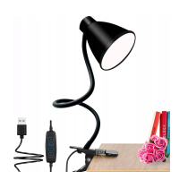 BERGE Andora LED stolná lampa s klipom 1xE27 čierna