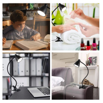 BERGE Andora LED stolná lampa s klipom 1xE27 čierna