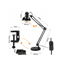 BERGE Stolová lampa XL Praga 1xE27 LED čierna