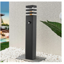 BERGE Záhradná lampa Malibu - ME0021 - E27 - 60 cm - čierna - pohybové čidlo