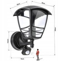BERGE Záhradná lampa s pohybovým a súmrakovým senzorom E27