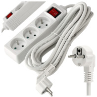 BERGE Predlžovačka - 3 zásuvky - 5 m - biela s vypínačom