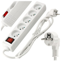 BERGE Predlžovačka - 5 zásuviek - 1,5 m - biela s vypínačom