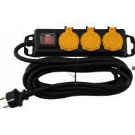 BERGE Predlžovací kábel, 3 zásuvky, 1,5 m, vodeodolný, s vypínačom IP44