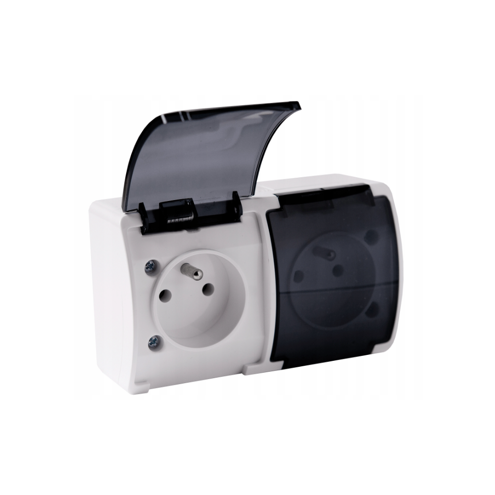 ViPlast Dvojitá hermetická zásuvka na povrchovú montáž