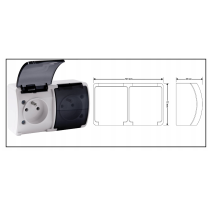 ViPlast Dvojitá hermetická zásuvka na povrchovú montáž