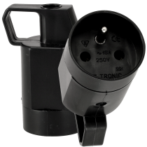 BERGE Zásuvka s koncovkou a uzemnením čierna