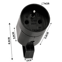 BERGE Zásuvka s koncovkou a uzemnením čierna