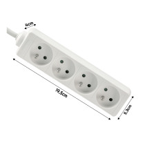 BERGE Predlžovací kábel 1,5m - 4 zásuvky - biely
