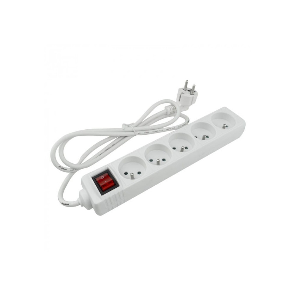 ECOLIGHT Predlžovací kábel 1,5m - 5 zásuviek - biely