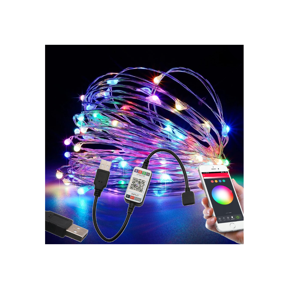 BERGE LED svetelná reťaz - RGB MULTICOLOR - USB - SMART - 5 m