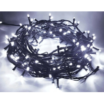 BERGE LED vianočná reťaz - 100LED - 10M - IP20 - 8 funkcií - studená biela
