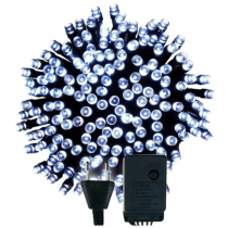BERGE LED vianočná reťaz - 100LED - 10M - IP20 - 8 funkcií - studená biela