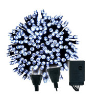 BERGE LED vianočná reťaz - 60LED - 5M - IP20 - 8 funkcií - studená biela