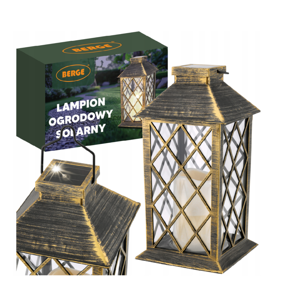 BERGE LED solárny záhradný lampáš hnedá 2V 35MA