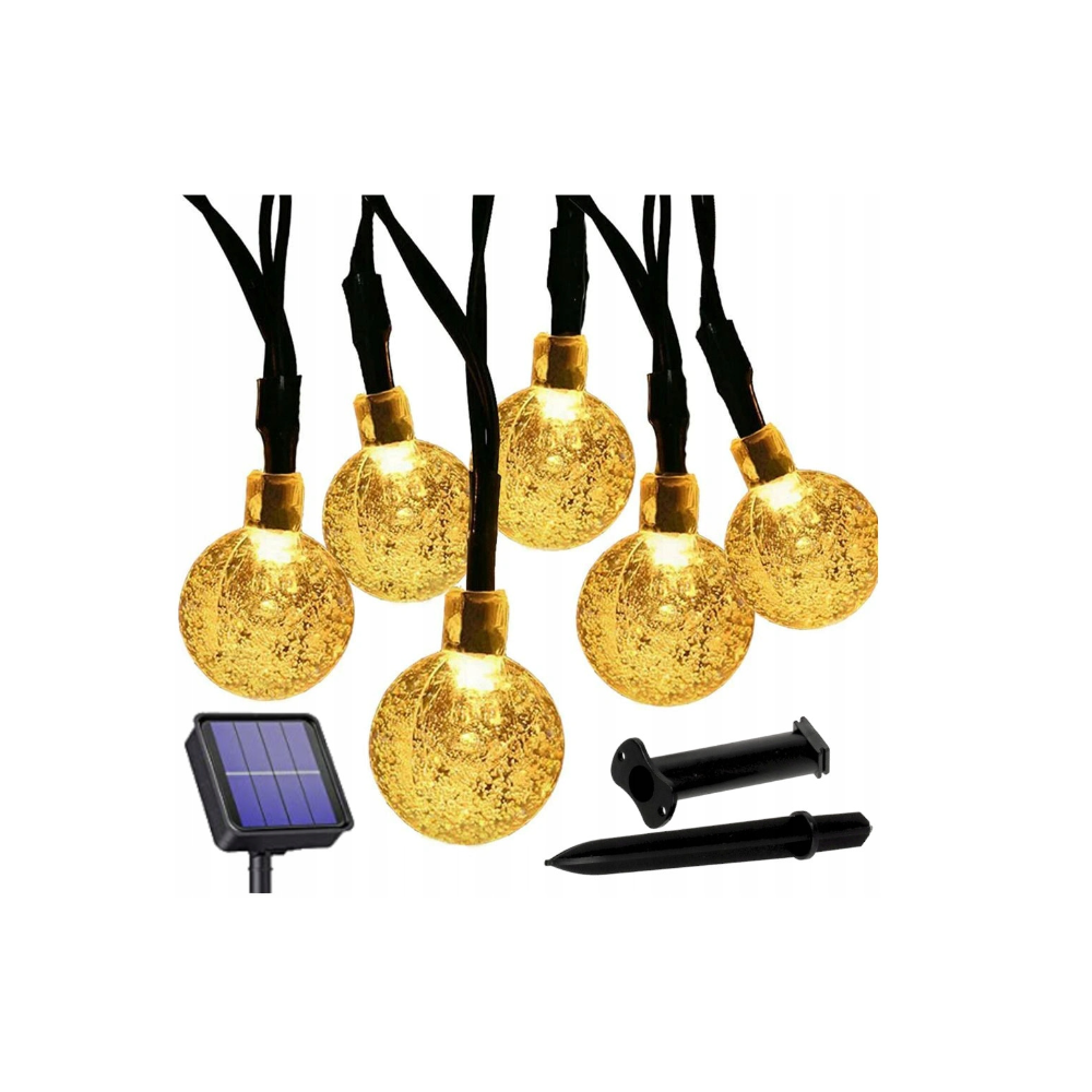 BERGE LED solárna reťaz - 30x LED žiarovka gule - 5m