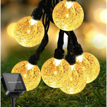 BERGE LED solárna reťaz - 30x LED žiarovka gule - 5m