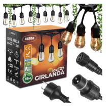BERGE Predlžovací kábel pre LED girlandy - 3m