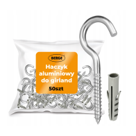 BERGE Háčiky, držiaky na girlandy, hliníkové káble, 50 ks.