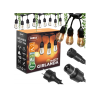 BERGE Záhradná girlanda 15m + 16x 1W LED žiarovka