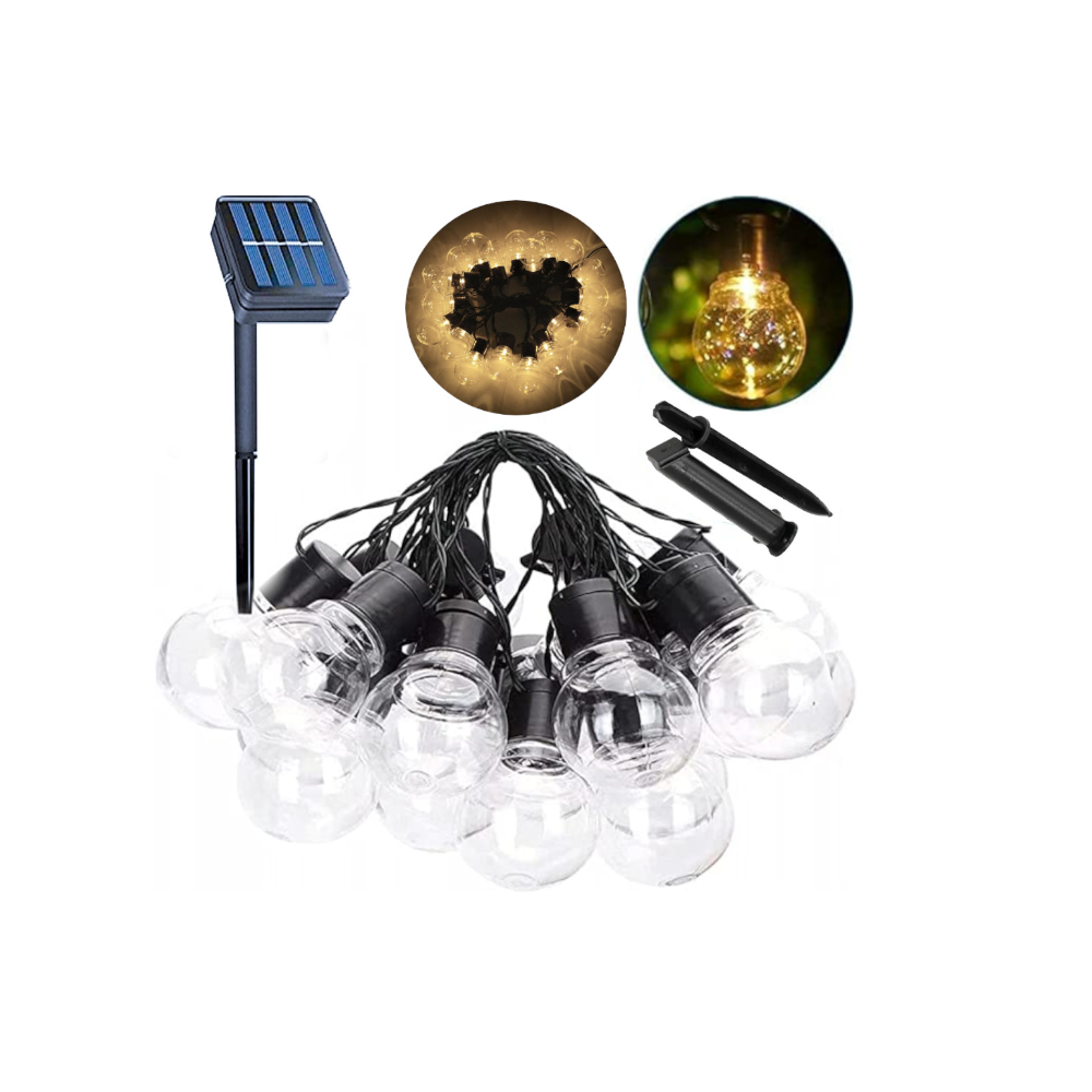 BERGE Vonkajšia reťaz GIRLAND solárna 5m + 10 LED žiaroviek IP44